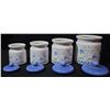 Image 5 : Complete Blue Floral and Goose Ceramic Dinnerware and Canister Set