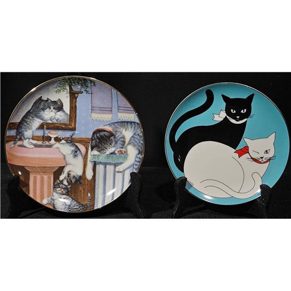 Two Decorative Cat-Themed Collector Plates