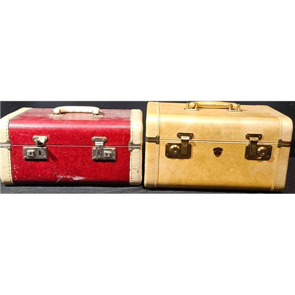 Two Mid-20th Century Hard-Shell Train Cases With Latches