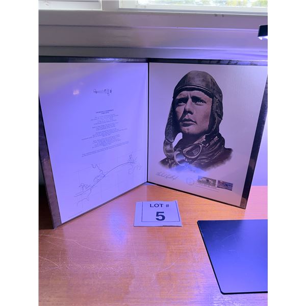 INTERNATIONAL AEROSPACE HALL OF FAME COMMEMORATIVE PRINT SET PAPER FRAMED CHARLES A. LINDBERGH PORTR