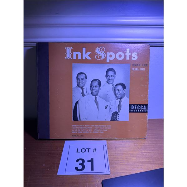 DECCA RECORDS INK SPOTS SOUVENIR ALBUM PAPER RECORD ALBUM VOLUME THREE