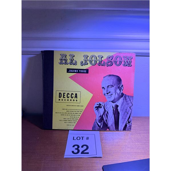 DECCA RECORDS AL JOLSON ALBUM PAPER COVER VOLUME THREE 1940