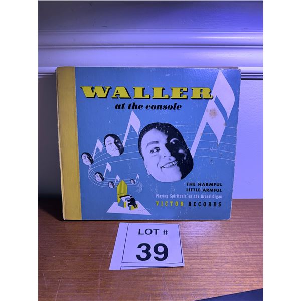 VICTOR RECORDS RECORD ALBUM HARDCOVER BOOK-STYLE SLEEVE WALLER AT THE CONSOLE COVER ART