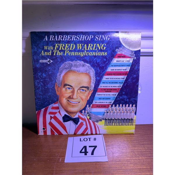 DECCA VINYL RECORD ALBUM JACKET A BARBERSHOP SING WITH FRED WARING AND THE PENNSYLVANIANS MID-20TH C