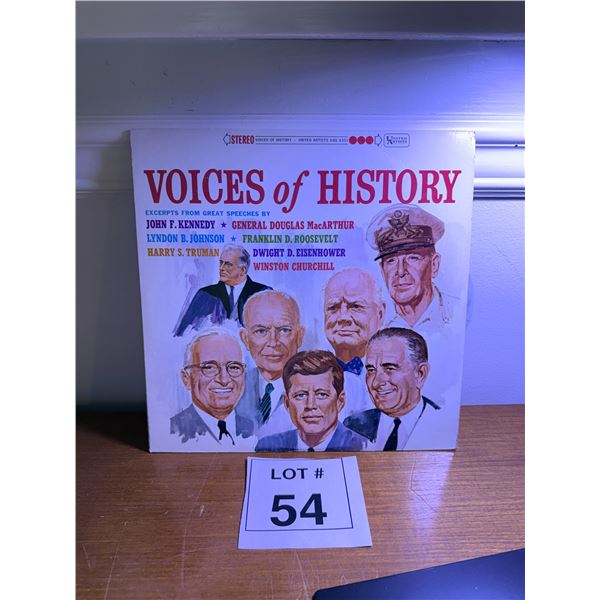 UNITED ARTISTS VOICES OF HISTORY STEREO VINYL LP GREAT SPEECHES COMPILATION UAS 6351