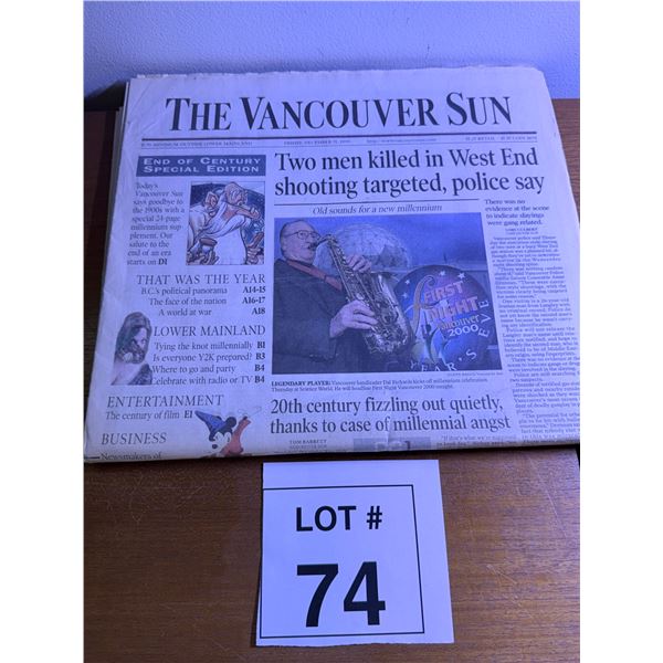 THE VANCOUVER SUN NEWSPAPER PAPER END OF CENTURY SPECIAL EDITION FRIDAY DECEMBER 31 1999