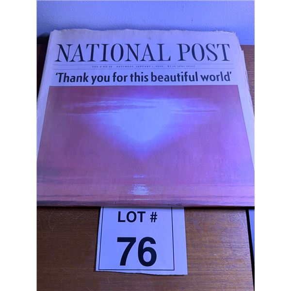 NATIONAL POST NEWSPAPER PRINT EDITION 'THANK YOU FOR THIS BEAUTIFUL WORLD' COVER JANUARY 1, 2000