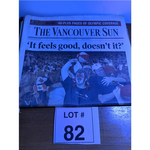 THE VANCOUVER SUN NEWSPAPER PRINT FRONT PAGE “IT FEELS GOOD, DOESN’T IT?”