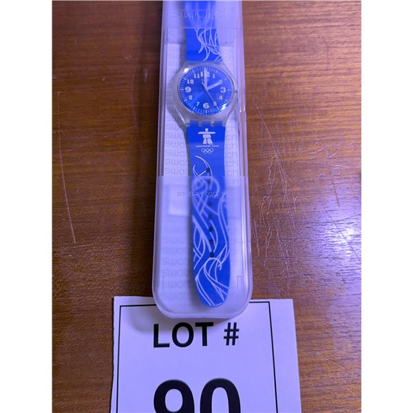 SWATCH WRISTWATCH PLASTIC BLUE DIAL VANCOUVER 2010 OLYMPICS DESIGN 2010