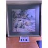 Image 1 : FRAMED ART PRINT PAPER HORSE-DRAWN CART RACE SCENE