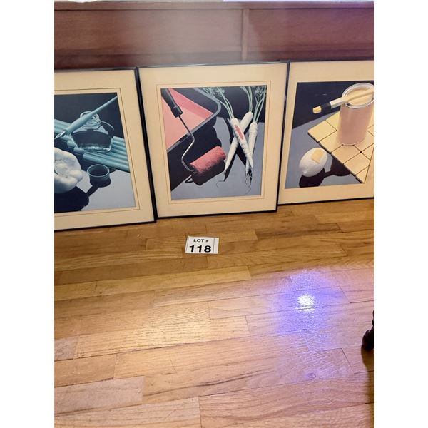 FRAMED ART PRINTS PAPER STILL-LIFE TRIPTYCH SET