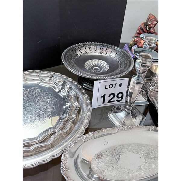 SERVING TRAY SET SILVERPLATE EMBOSSED SCROLLED DESIGNS