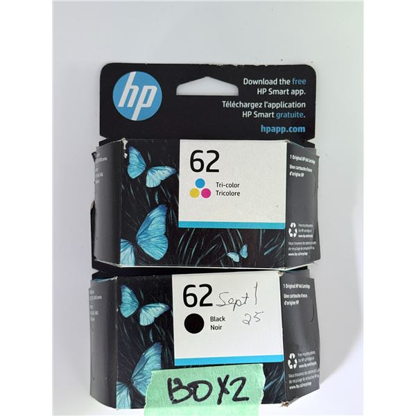 UNOPENED HP 62 INK CARTRIDGE SET TRI-COLOR AND BLACK ORIGINAL HP INK