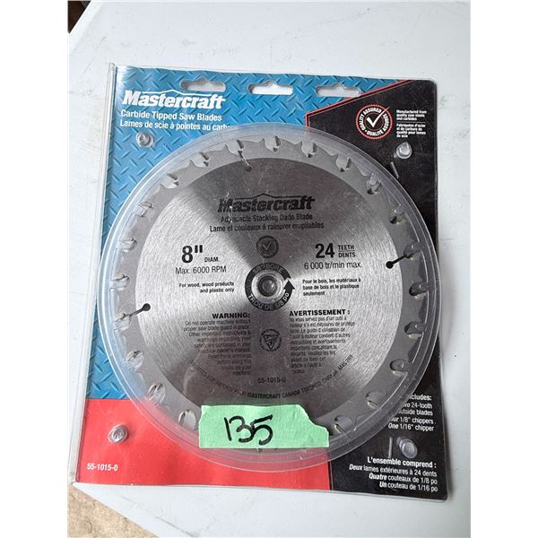 BRAND NEW MASTERCRAFT ADJUSTABLE STACKING DADO BLADE SET CARBIDE-TIPPED 8 INCH 24-TOOTH