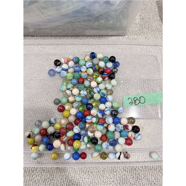 VINTAGE MARBLES UNKNOWN GLASS MIXED COLORS SWIRL & CATSEYE ASSORTMENT LOT