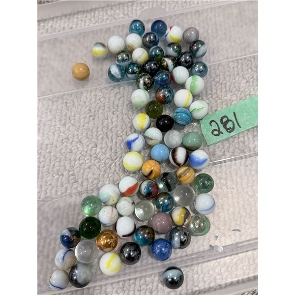 VINTAGE MARBLE LOT UNKNOWN GLASS ASSORTED COLORS & PATTERNS
