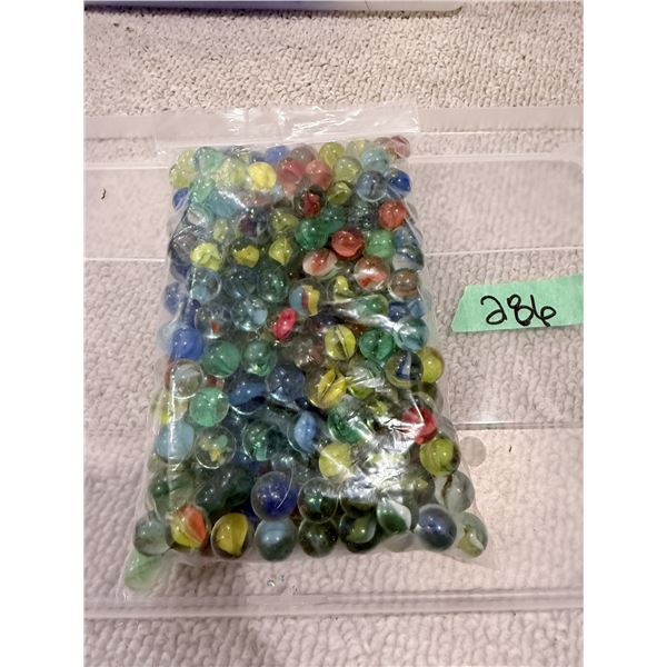 VINTAGE MARBLES UNKNOWN GLASS MIXED COLORS APPROX. 286 COUNT LOT