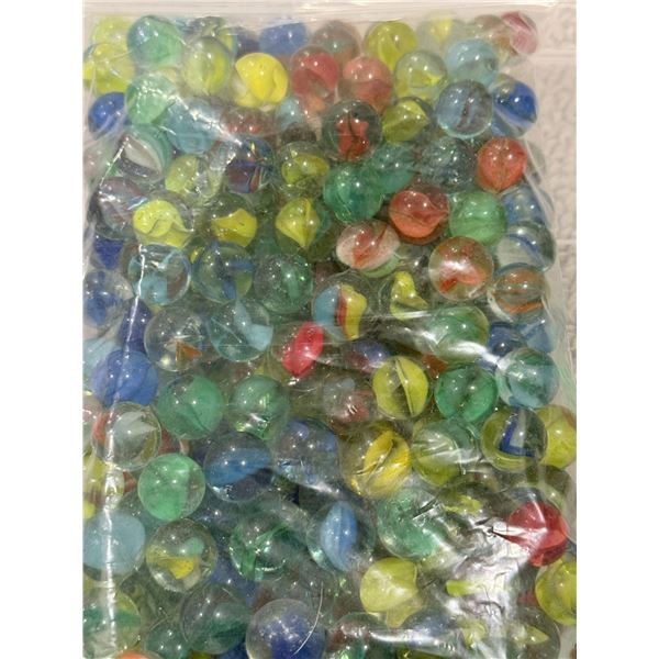 VINTAGE MARBLES UNKNOWN GLASS MIXED COLORS BAGGED LOT