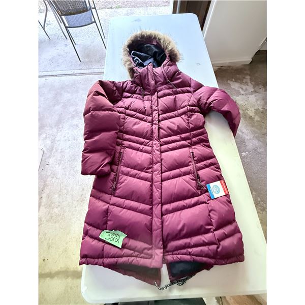 WOMEN'S JACKET COLUMBIA DOWN PUFFER FAUX FUR TRIM HOOD