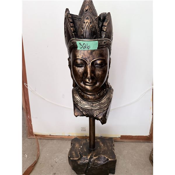 SCULPTURE  BRONZE-TONE FIGURAL BUST ON STAND