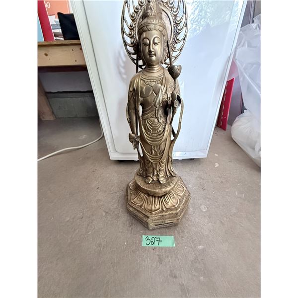 LARGE ASIAN- INSPIRED STANDING DEITY STATUE 30-36 TALL
