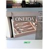Image 1 : FLATWARE SET ONEIDA ESSENTIALS 18/10 STAINLESS STEEL 65-PIECE SERVICE FOR 12 WITH CADDY