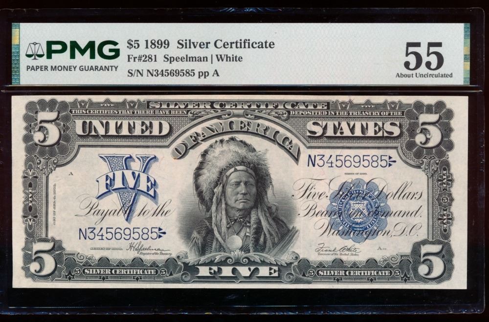 1899 $5 Chief Silver Certificate PMG 55