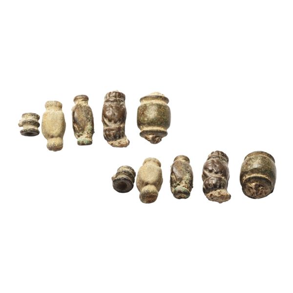 Ancient, Primitive Money, Beads, 5 units, 6.29 gms, 9.13 gms, 6.17 gms, 12.08 gms, 1.67gms