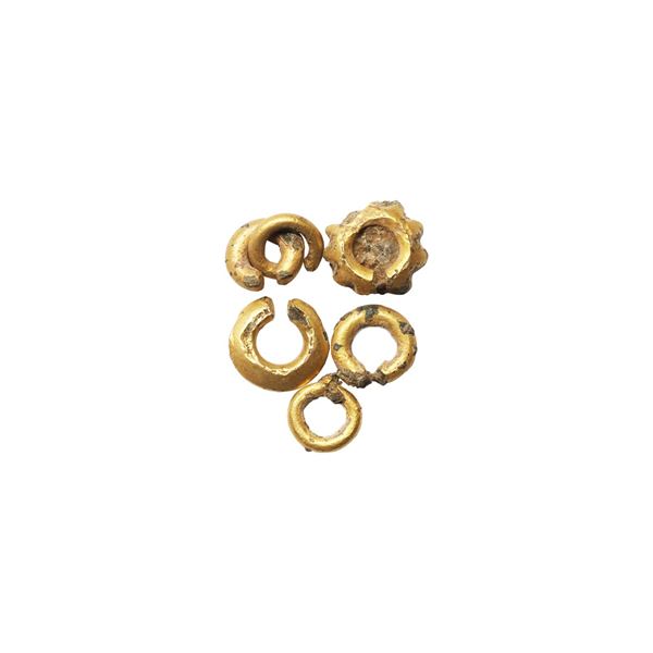 Primitive Money (4-5 Century CE), Gupta Period, 6pc, 8.60gm/5.00gm/4.46gm/3.58gm/1.67gm/0.07gm, Gold