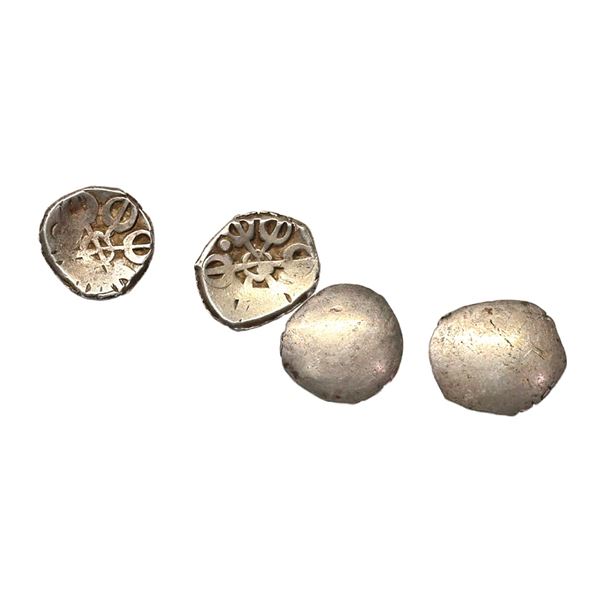 Gandhara Janapada (600-300 BC), Punch Marked Coin, Set of two, Silver 1/8 Shatamana, 1.41 gms, 1.45 