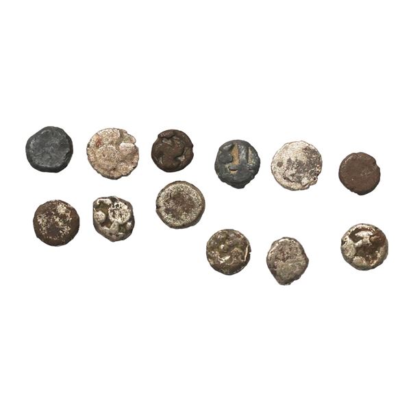 Magadha, Mauryan Empire (300 BC), Silver Mashaka, Set of 6 coins, 0.16 gms, 0.11 gms, 0.12 gms, 0.10