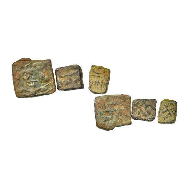 Ancient, Saurashtra Janapada (75-50 BC), Uninscribed die-struck, Set of 3, Copper Unit, 3.00gm,1.50g