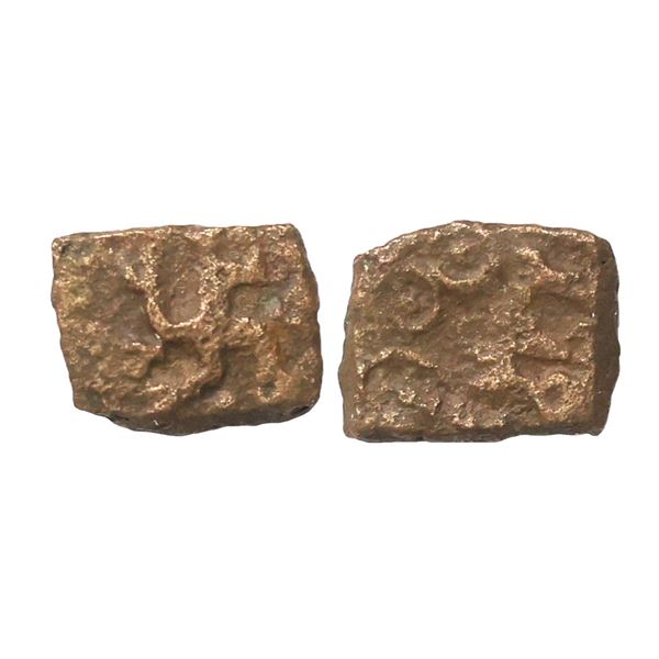 Ancient, Saurashtra Janapada (75-50 BC), Uninscribed die-struck, Copper Unit, 2.04 gms