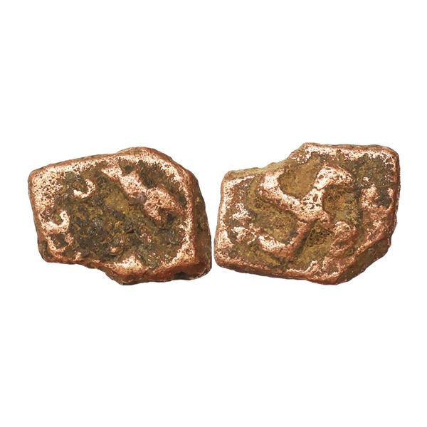 Ancient, Saurashtra Janapada (75-50 BC), Uninscribed die-struck, Copper Unit, 3.09 gms