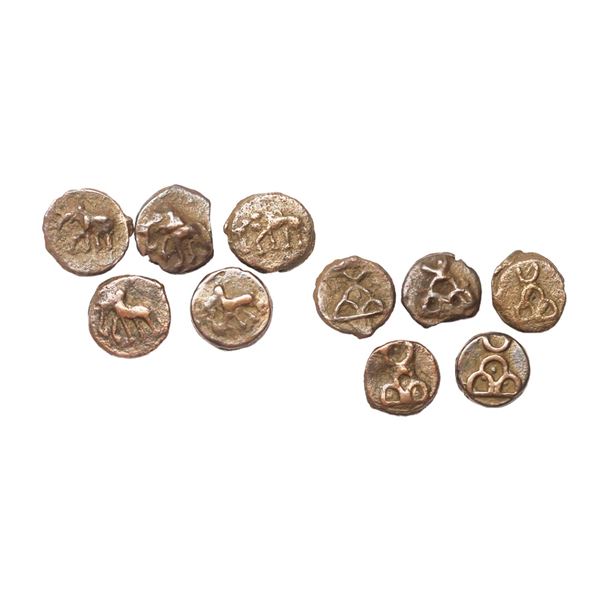 Sunga Dynasty (1st Century BC), Cast Copper Unit, Set of 5, 1.86 gms, 1.91 gms, 2.67 gms, 1.89 gms, 