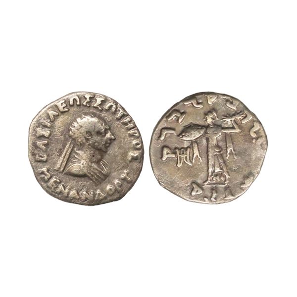 Ancient, Indo Greeks, Menander I (c. 160-145 BC), Silver Drachm, 2.32 gms