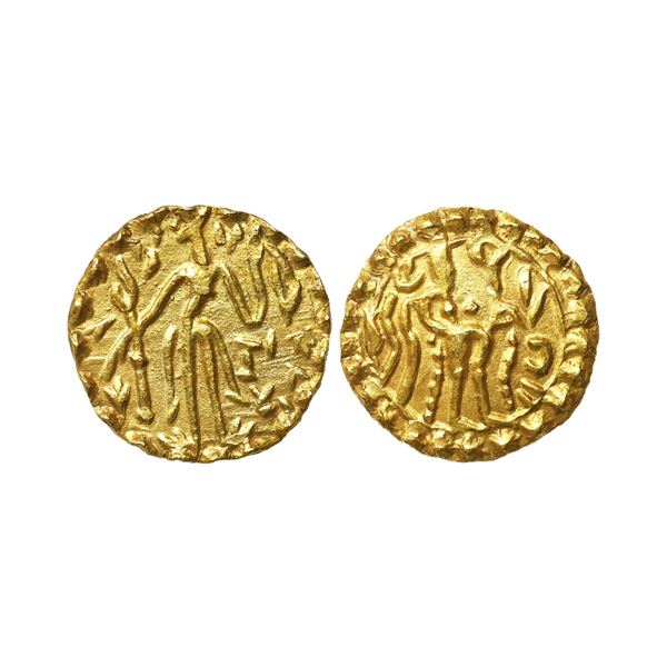 Ancient, Post-Gupta East Bengal Samatata Region, Rajabhatta (675-700 AD), Gold Dinara, 5.54 gms