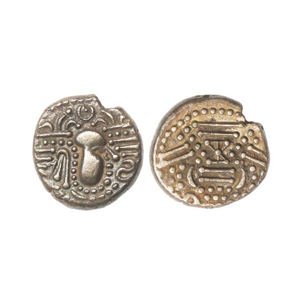 Chalukyas of Gujarat, anonymous type, (1030-1120 AD), Billon Gadhaiya Unit, 3.70 gms