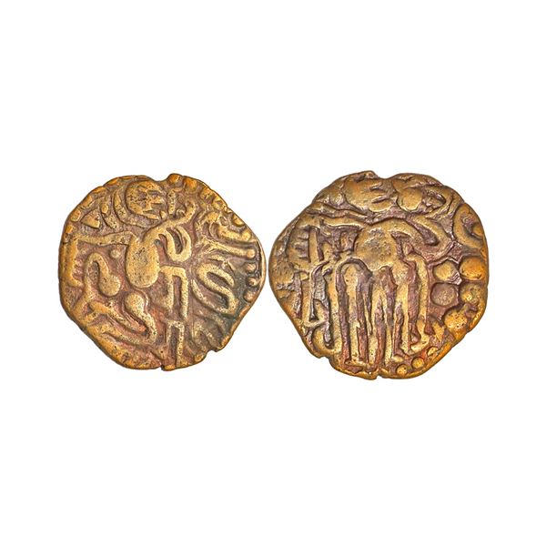 Medieval India, Chola Dynasty, Raja Raja I, (985-1014 AD), Copper Unit, 3.60 gms,