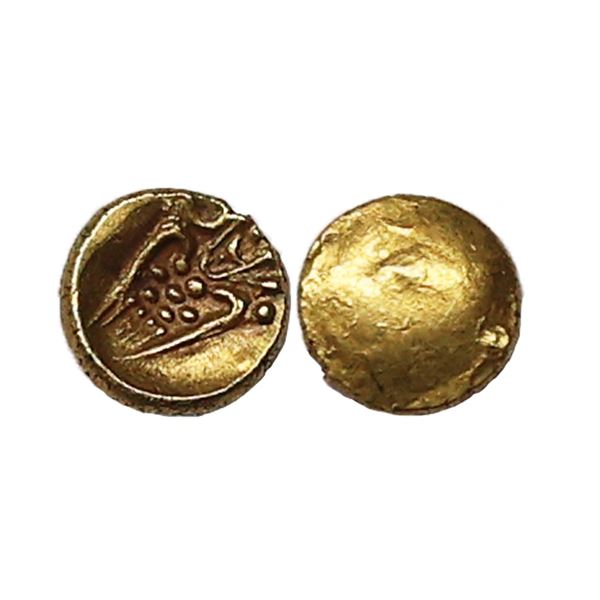 Medieval, Vira Raya type, Anonymous issue ( 17th-18th Century AD), Gold Fanam, 0.36 gms