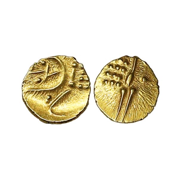 Medieval, Vira Raya type, Anonymous issue (17th-18th Century AD), Gold Fanam, 0.37 gms