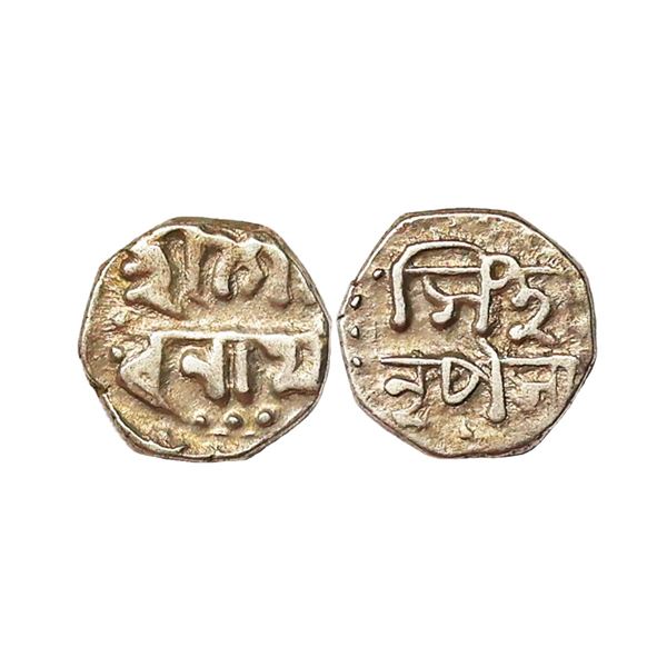 Assam, Gaurinath Simha (SE 1702-1718, 1780-1796 AD), Silver 1/16 Rupee, 0.71 gms