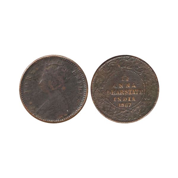 Dhar State, Victoria Empress, Copper 1/12 Anna, 1887