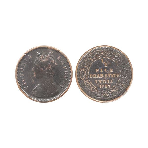 Dhar State, Victoria Empress, Copper 1/2 Pice, 1887