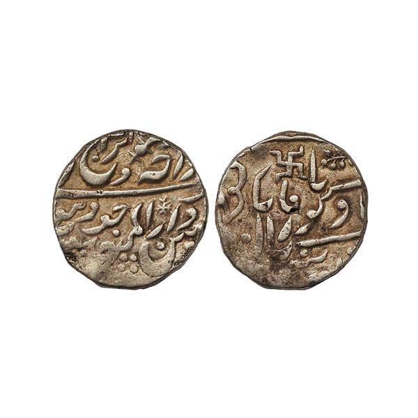 Jodhpur State, Takhat Singh (AH 1259-1290, 1843-1873 AD), INO Shah Alam II, Silver Rupee, 11.39 gms