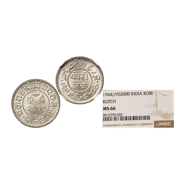 Kutch State, Vijayarajji (VS 1998-2004, 1942-1947 AD), Silver Kori, VS 2000, 1944 AD, INO 