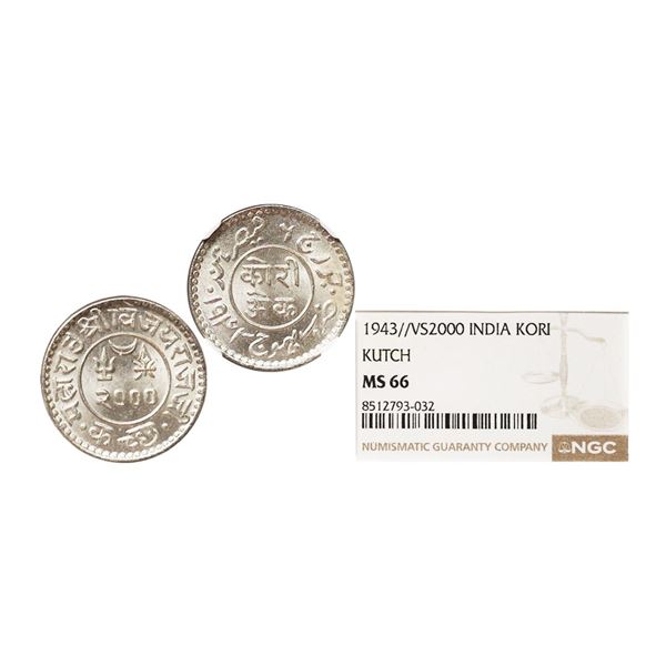 Kutch State, Vijayarajji (VS 1998-2004, 1942-1947 AD), Silver Kori, VS 2000, 1944 AD, INO