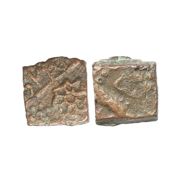Lunavada State, Wakhat Singh (VS 1924-1986, 1867-1929 AD), Copper Paisa, 7.14 gms, Lotus b