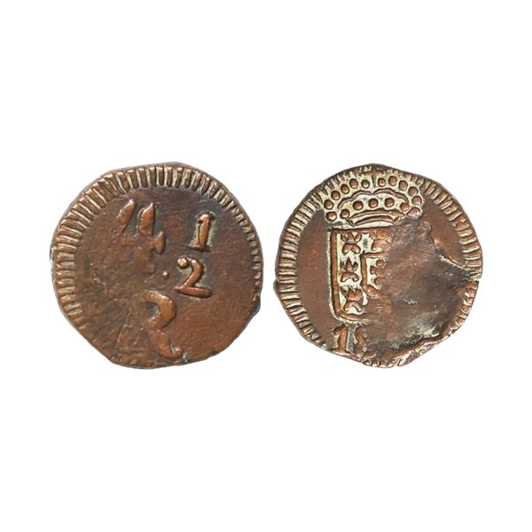 Indo Portuguese, Goa, D. Maria II (1834-1853 AD), Copper 4 ½ Reis, 2.57 gms