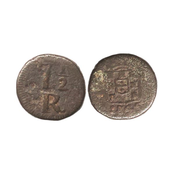 Indo Portuguese, Goa, D. Maria II (1834-1853 AD), Copper 7 ½ Reis, 4.66 gms